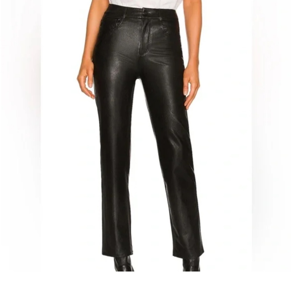 PAIGE Black leather coated straight leg size 27